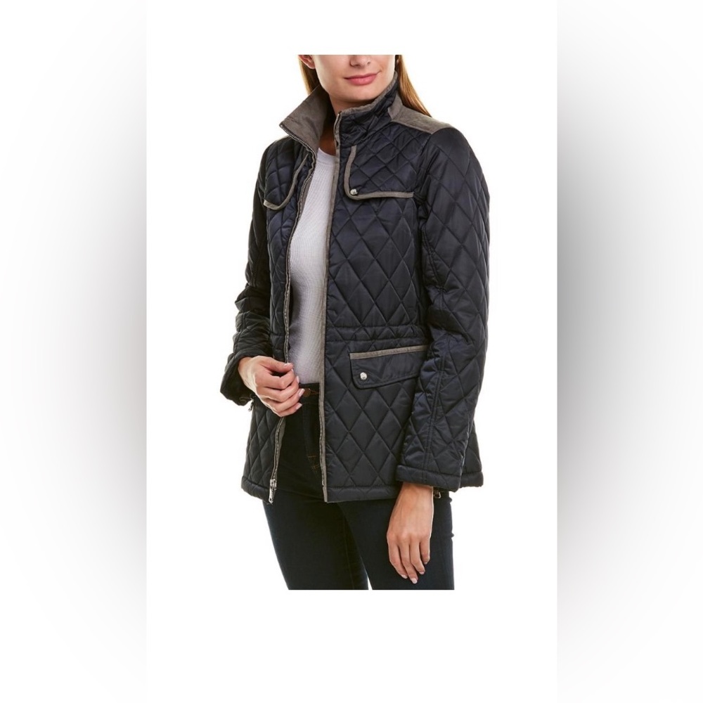 Vince Camuto Quilted Coat Black w/ Gray